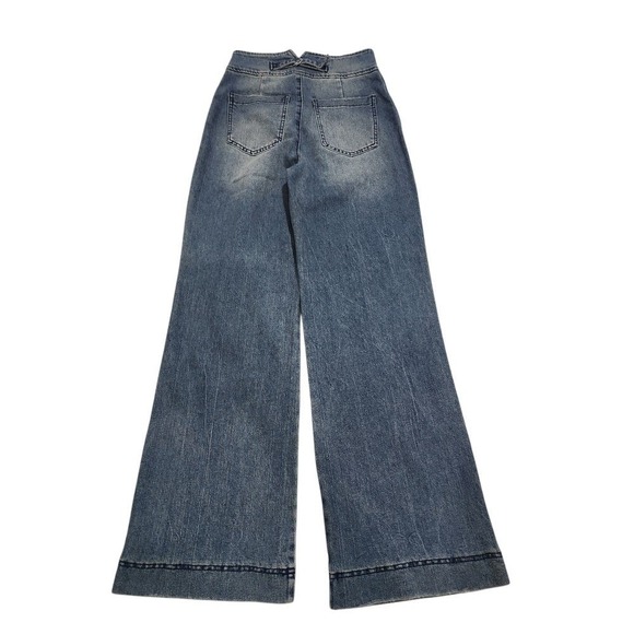 House of Harlow 1960 Women 26 Blue Wide Leg High Rise Denim Jeans Hippie Retro - Picture 14 of 14